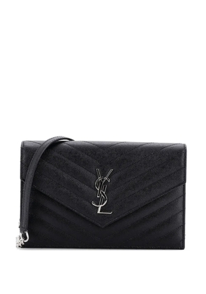 Saint Laurent Pre-Owned Classic Monogram Wallet on Chain Matelasse Chevron Leather Small crossbody bag - Black