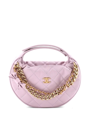 CHANEL Pre-Owned Double Chain Bow Pouch Quilted Caviar Mini hobo bag - Pink