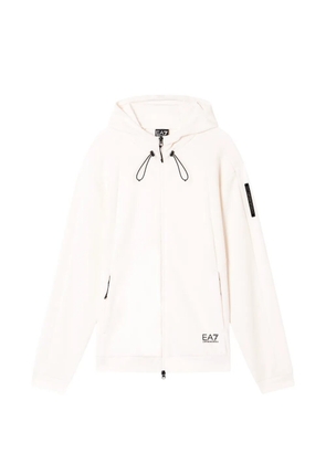 Ea7 Emporio Armani zip-up panelled hoodie - White