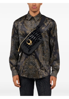 Roberto Cavalli croc-effect tiger-plaque belt bag - Black