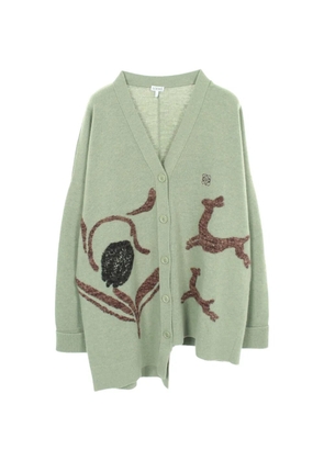 Loewe Pre-Owned 2010s asymmetric Bambi-jacquard cardigan - Green