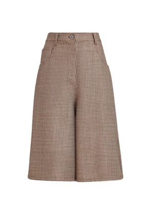 Brunello Cucinelli sparkling virgin wool houndstooth long bermuda shorts with Monili - Neutrals