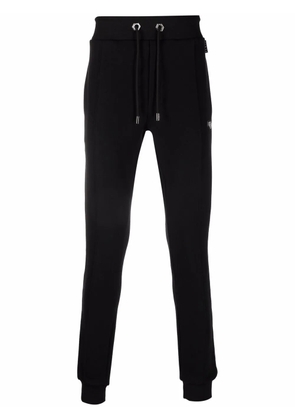 Philipp Plein logo-patch cotton track pants - Black