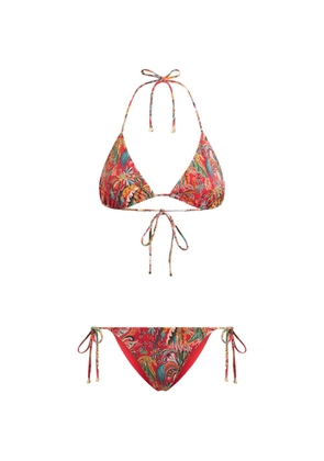 ETRO paisley-print foliage-motif bikini - Red