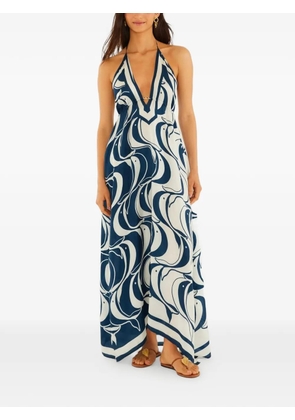 FARM Rio fish-print halterneck maxi dress - Blue