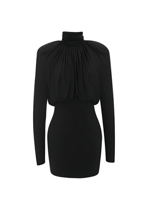 Saint Laurent draped-panel crepe minidress - Black