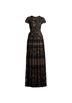 Tadashi Shoji Ahern lace-panelled tiered maxi dress - Black