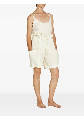 Black Crane Parachute drawstring-detail linen shorts - Neutrals