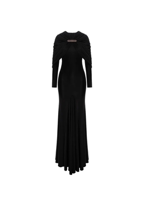 V:PM ATELIER Anais pleated-cape maxi dress - Black