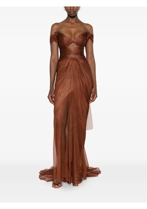 Maria Lucia Hohan Catarina plissé-effect maxi dress - Brown