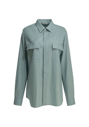 Auralee wool flap-pocket coat - Blue