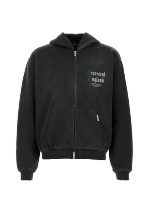 Represent Slate logo-print zip-up hoodie - Black