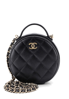 CHANEL Pre-Owned Handle with Care Round Vanity Case with Chain Quilted Caviar Small crossbody bag - Black