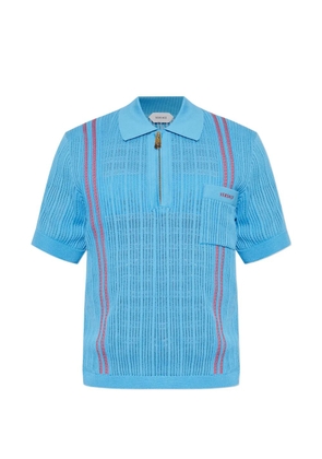 Versace Greca-pattern zip-neck polo shirt - Blue