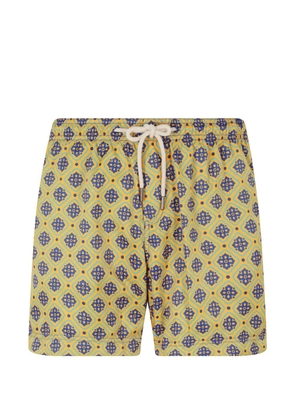 PENINSULA SWIMWEAR Pantelleria geometric-print drawstring-fastening swim shorts - Yellow