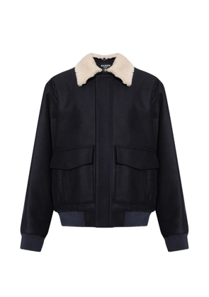 Balmain shearling-collar bomber jacket - Blue