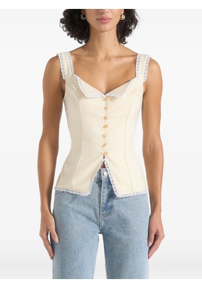 Manière De Voir Delia in pale yellow lace-trim corset cami top - Neutrals