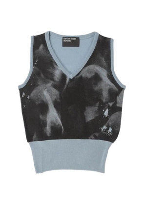 Enfants Riches Déprimés graphic-print V-neck sweater - Blue
