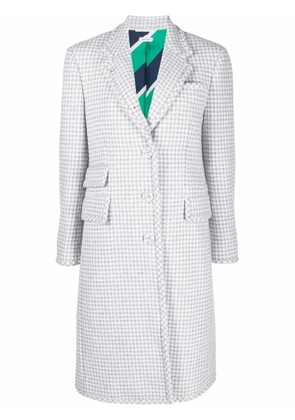 Thom Browne houndstooth-pattern bouclé cashmere overcoat - Grey
