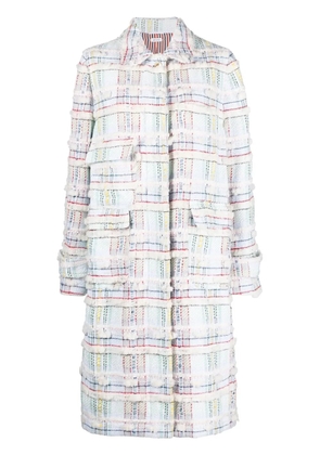 Thom Browne single-breasted tweed coat - White