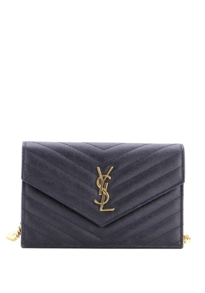 Saint Laurent Pre-Owned Classic Monogram Wallet on Chain Matelasse Chevron Leather Small crossbody bag - Black