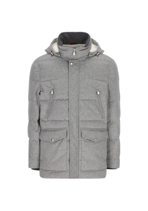 Brunello Cucinelli padded hooded coat - Grey