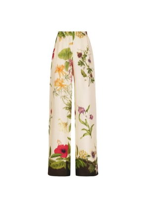 Oscar de la Renta Dominican mixed-floral wide leg pant - Neutrals