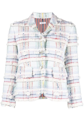 Thom Browne pouf tweed checked blazer - White