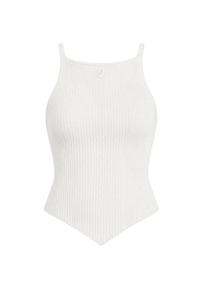 Courrèges ribbed-knit logo-detail top - White