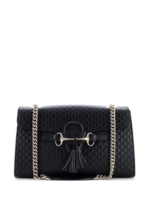 Gucci Pre-Owned Emily Chain Flap Bag Microguccissima Leather Medium shoulder bag - Black