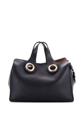 Burberry Pre-Owned Crest Grommet Tote Embossed Leather Large shoulder bag - Black