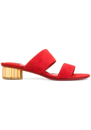 Ferragamo flower heel sandals - Red