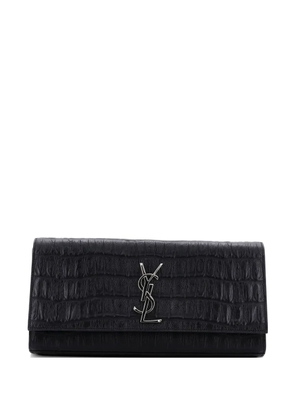 Saint Laurent Pre-Owned Classic Monogram Crocodile Embossed Leather Long clutch bag - Black