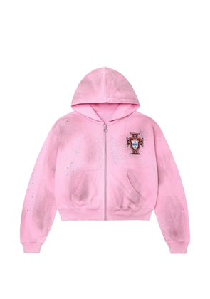 Vale crystal-embellished graphic-print hoodie - Pink