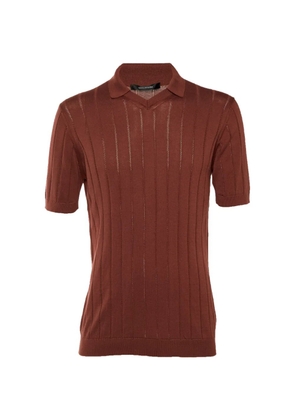 Tagliatore Jude rib-knit polo T-shirt - Brown
