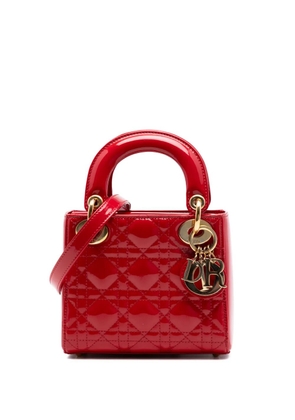 Christian Dior Pre-Owned 2015 Mini Patent Cannage Lady Dior satchel - Red