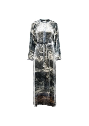 Pierre-Louis Mascia Kanpur belted graphic-print midi dress - Blue