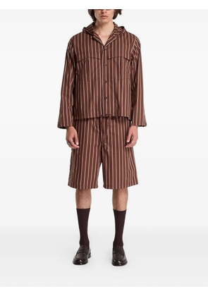Études Studio vertical-stripe hooded shirt jacket - Brown