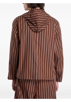 Études Studio vertical-stripe hooded shirt jacket - Brown