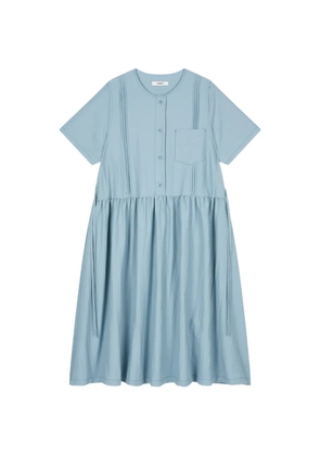 TOMBOY pintuck-detail chest-pocket midi dress - Blue