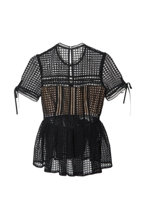Self-Portrait perforated top - Black