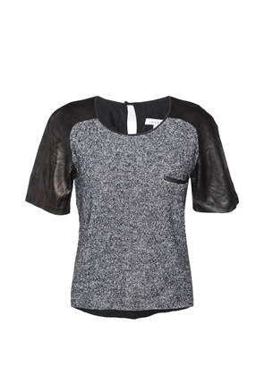 SANDRO leather-trim terry blouse - Black