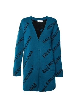 Balenciaga Pre-Owned all-over logo knitted cardigan - Green