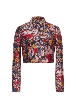 Adam Lippes Cecil floral-jacquard cropped jacket - Black