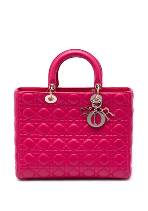 Christian Dior Pre-Owned 2013 Large Lambskin Cannage Lady Dior satchel - Pink