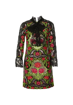 Gucci Pre-Owned floral brocade lace mini dress - Black