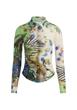 alice + olivia Jade floral-print mesh shirt - Neutrals