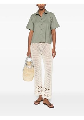 orsina blanket-stitched short-sleeve shirt - Green