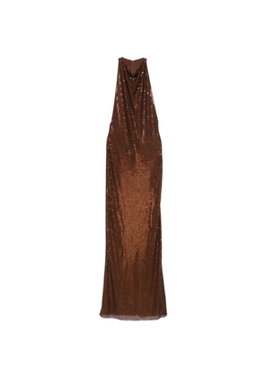 Self-Portrait rhinestone-embellished racer-back maxi dress - Brown