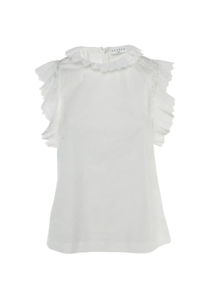 SANDRO ruffle-trim cotton blouse - White